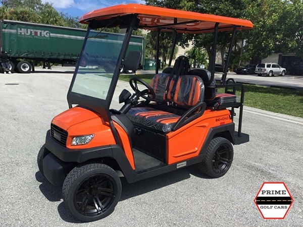 Orange Bintelli Beyond 4 Passenger Golf Cart affordable golf cart rental, golf cart rent isle of palms golf cart rental