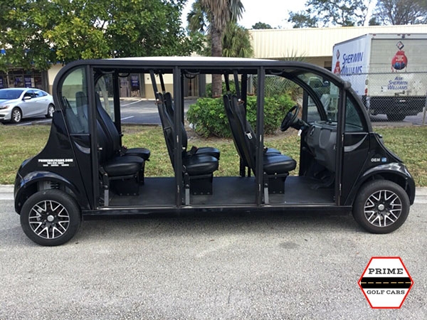 Polaris Gem 6 Passenger Black Golf Cart Rental Without Doors affordable golf cart rental, golf cart rent isle of palms golf cart rental