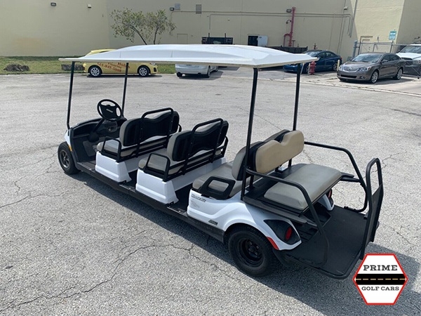 White 8 Passenger Classic Yamaha Golf Cart affordable golf cart rental, golf cart rent isle of palms golf cart rental