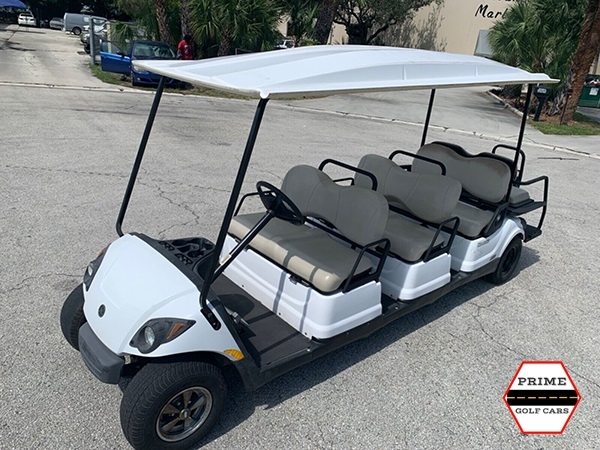 White 8 Passenger Yamaha Golf Cart affordable golf cart rental, golf cart rent isle of palms golf cart rental