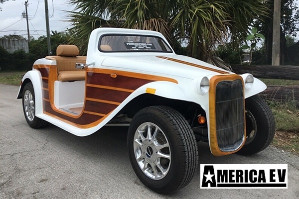 White Woody California Roadster 4 Passenger Golf Cart affordable golf cart rental, golf cart rent isle of palms golf cart rental