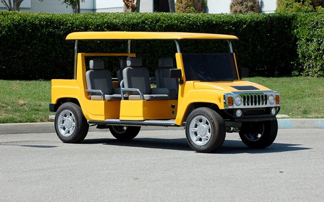 Yellow Hummer Limo Golf Cart affordable golf cart rental, golf cart rent isle of palms golf cart rental